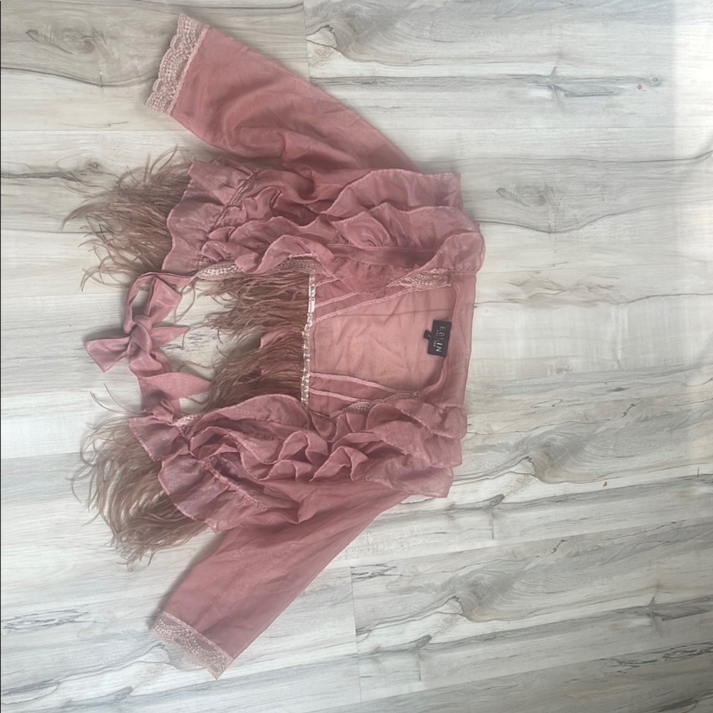 Pink Ruffled Sheer Cardigan